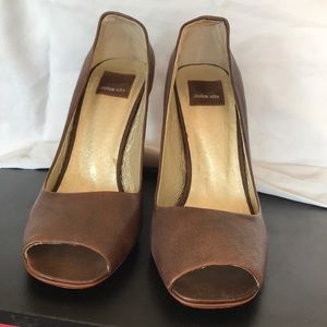 Dolce Vita Brown Leather Peep Toe Heels Sz 9.5